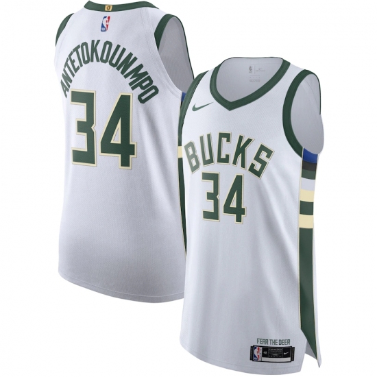 Men's Nike Giannis Antetokounmpo 34 Milwaukee Bucks White 2020-21 Authentic Jersey