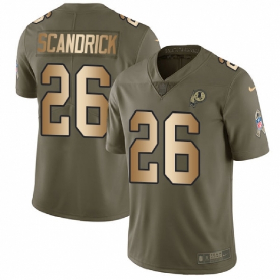 Youth Nike Washington Redskins 26 Orlando Scandrick Limited Olive/Gold 2017 Salute to Service NFL Jersey