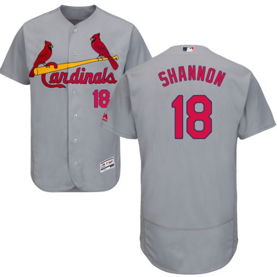 Men's Majestic St. Louis Cardinals 18 Mike Shannon Grey Road Flex Base Authentic Collection MLB Jersey