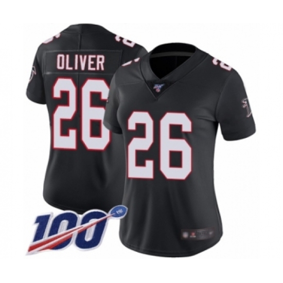 Women's Atlanta Falcons 26 Isaiah Oliver Black Alternate Vapor Untouchable Limited Player 100th Season Football Jersey