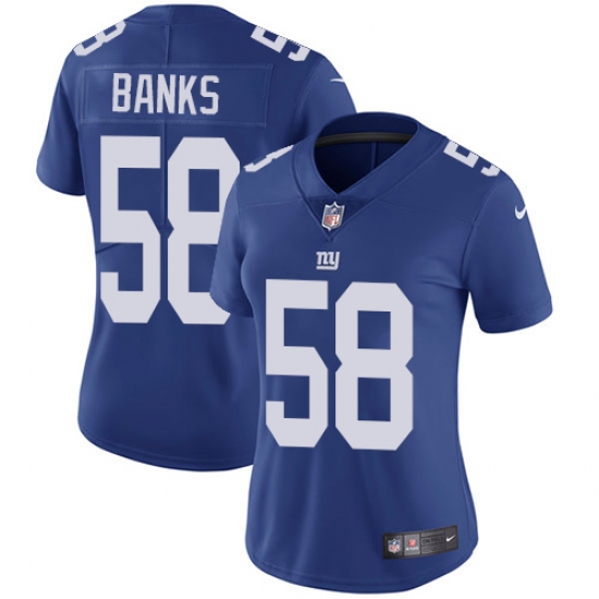 Women's Nike New York Giants 58 Carl Banks Elite Royal Blue Team Color NFL Jersey