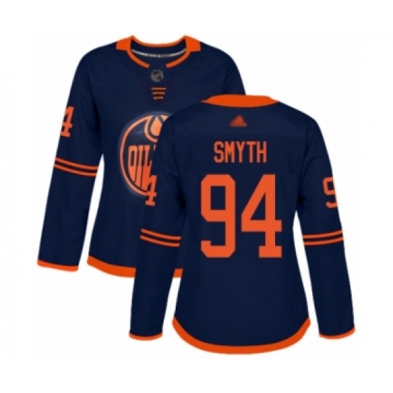 Women's Edmonton Oilers 94 Ryan Smyth Authentic Navy Blue Alternate Hockey Jersey