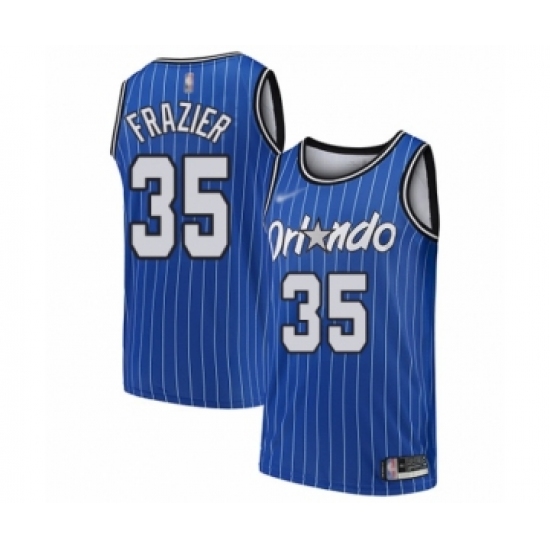 Men's Orlando Magic 35 Melvin Frazier Authentic Blue Hardwood Classics Basketball Jersey