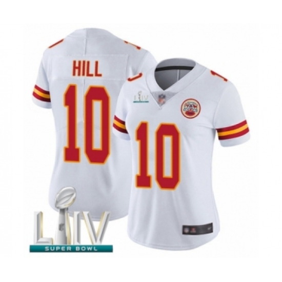 Women's Kansas City Chiefs 10 Tyreek Hill White Vapor Untouchable Limited Player Super Bowl LIV Bound Football Jersey