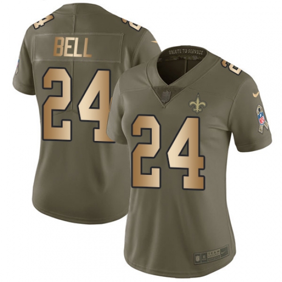 Women's Nike New Orleans Saints 24 Vonn Bell Limited White Pink Rush Fashion NFL Jersey