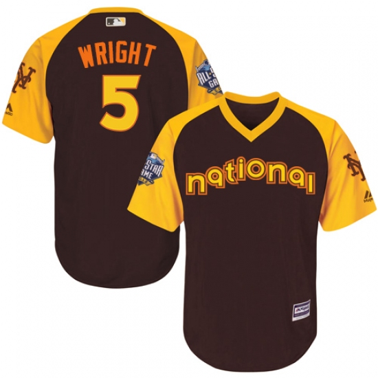 Youth Majestic New York Mets 5 David Wright Authentic Brown 2016 All-Star National League BP Cool Base MLB Jersey