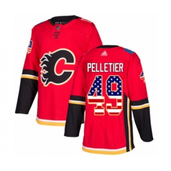 Youth Calgary Flames 49 Jakob Pelletier Authentic Red USA Flag Fashion Hockey Jersey