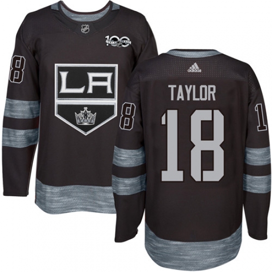 Men's Adidas Los Angeles Kings 18 Dave Taylor Authentic Black 1917-2017 100th Anniversary NHL Jersey