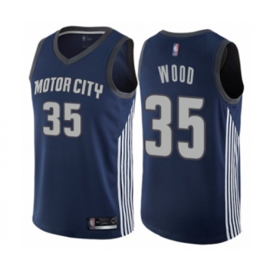 Youth Detroit Pistons 35 Christian Wood Swingman Navy Blue Basketball Jersey - City Edition