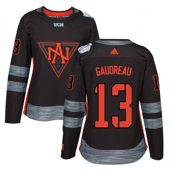 Women's Adidas Team North America 13 Johnny Gaudreau Premier Black Away 2016 World Cup of Hockey Jersey