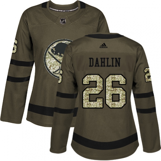 Women's Adidas Buffalo Sabres 26 Rasmus Dahlin Authentic Green Salute to Service NHL Jersey