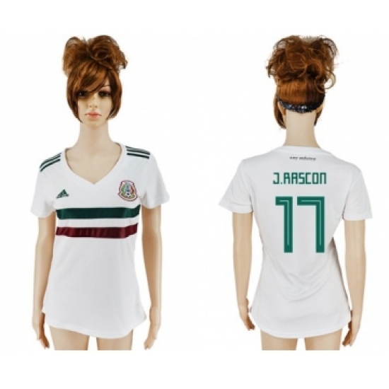 Women's Mexico 17 J.Rascon Away Soccer Country Jersey