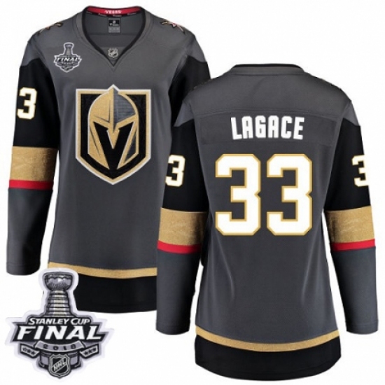 Women's Vegas Golden Knights 33 Maxime Lagace Authentic Black Home Fanatics Branded Breakaway 2018 Stanley Cup Final NHL Jersey