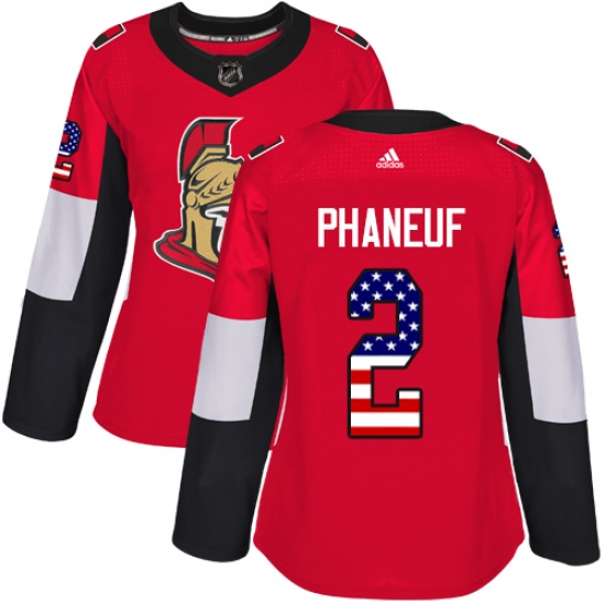 Women's Adidas Ottawa Senators 2 Dion Phaneuf Authentic Red USA Flag Fashion NHL Jersey