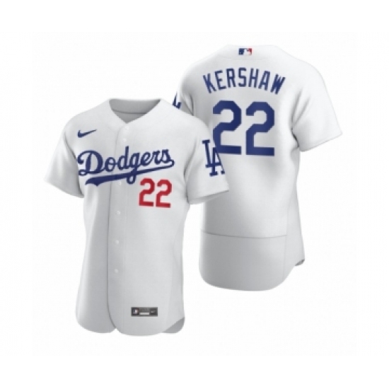 Men's Los Angeles Dodgers 22 Clayton Kershaw Nike White 2020 Authentic Jersey