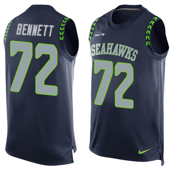 Men's Nike Seattle Seahawks 72 Michael Bennett Limited Steel Blue Player Name & Number Tank Top NFL Jersey