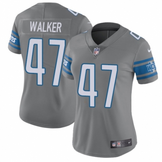 Women's Nike Detroit Lions 47 Tracy Walker Limited Steel Rush Vapor Untouchable NFL Jersey