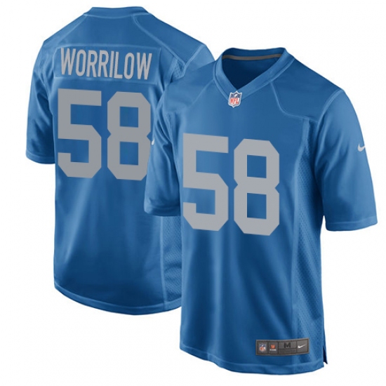 Men's Nike Detroit Lions 58 Paul Worrilow Game Blue Alternate NFL Jersey