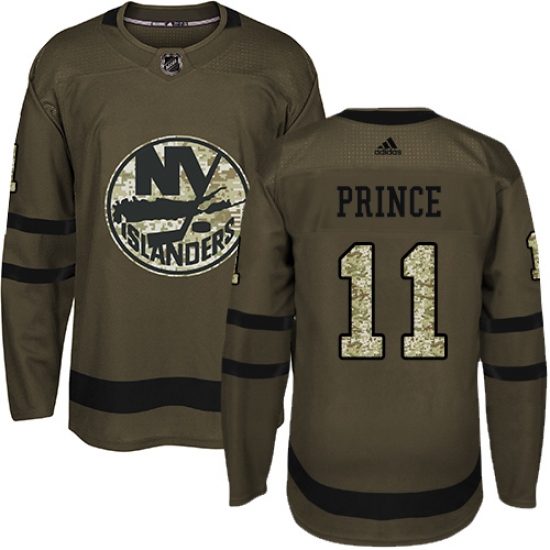 Youth Adidas New York Islanders 11 Shane Prince Authentic Green Salute to Service NHL Jersey