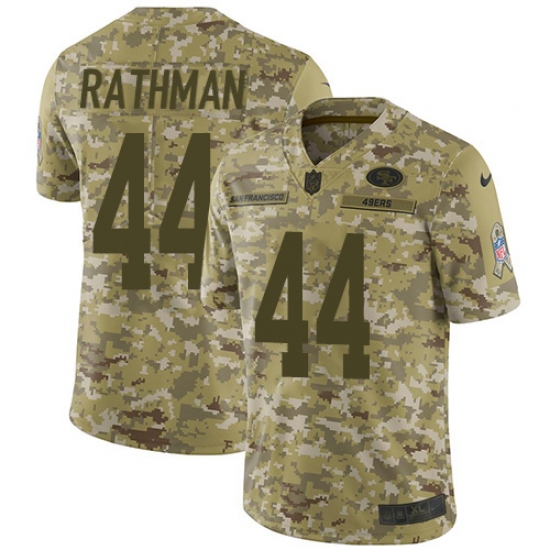 Youth Nike San Francisco 49ers 44 Tom Rathman Limited Camo 2018 Salute to Service NFL Jersey