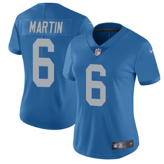 Women's Nike Detroit Lions 6 Sam Martin Elite Blue Alternate NFL Jersey