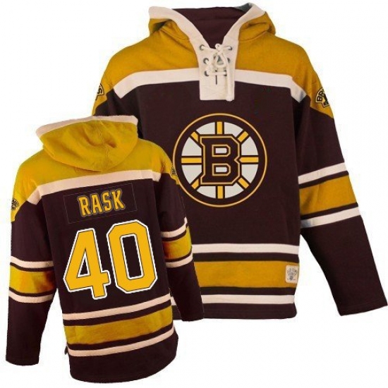 Men's Old Time Hockey Boston Bruins 40 Tuukka Rask Premier Black Sawyer Hooded Sweatshirt NHL Jersey