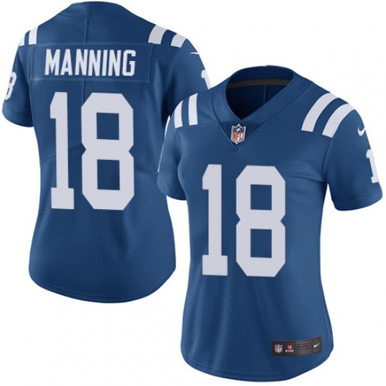 Women's Nike Indianapolis Colts 18 Peyton Manning Royal Blue Team Color Vapor Untouchable Limited Player NFL Jersey