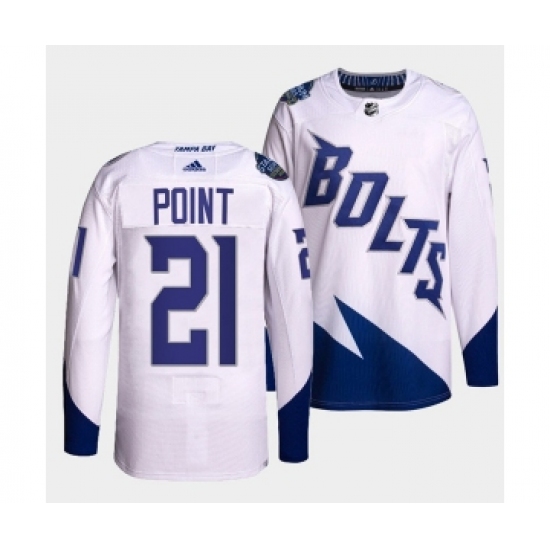 Men's Tampa Bay Lightning21 Brayden Point 2022 White Stadium Series Breakaway Stitched Jersey