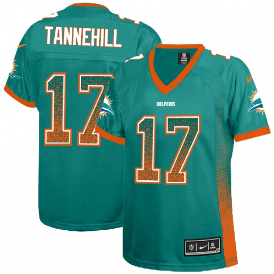 Women's Nike Miami Dolphins 17 Ryan Tannehill Elite Aqua Green Drift Fashion NFL Jersey