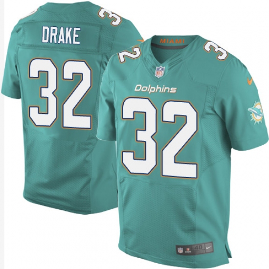 Men's Nike Miami Dolphins 32 Kenyan Drake Elite Aqua Green Team Color NFL Jersey