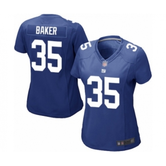 Women's New York Giants 35 Deandre Baker Game Royal Blue Team Color Football Jersey