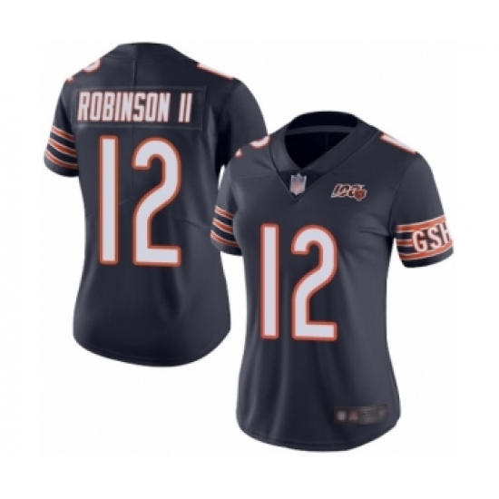 Women's Chicago Bears 12 Allen Robinson Navy Blue Team Color 100th Season Limited Football Jersey