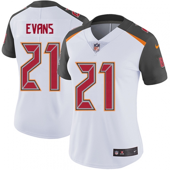 Women's Nike Tampa Bay Buccaneers 21 Justin Evans White Vapor Untouchable Limited Player NFL Jersey