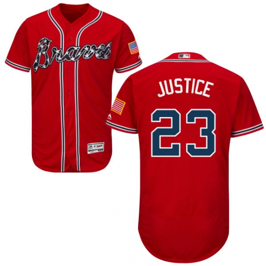 Men's Majestic Atlanta Braves 23 David Justice Red Alternate Flex Base Authentic Collection MLB Jersey