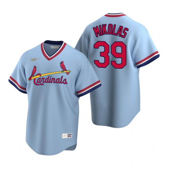 Men's Nike St. Louis Cardinals 39 Miles Mikolas Light Blue Cooperstown Collection Road Stitched Baseball Jersey