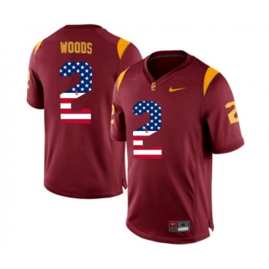 USC Trojans 2 Robert Woods Red USA Flag College Football Jersey