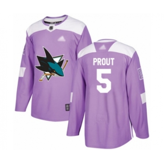 Men's San Jose Sharks 5 Dalton Prout Authentic Purple Fights Cancer Practice Hockey Jersey