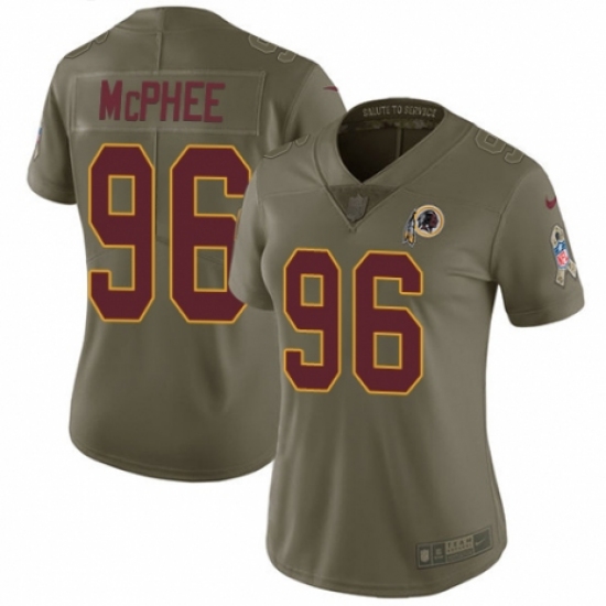 Women's Nike Washington Redskins 96 Pernell McPhee Limited Olive 2017 Salute to Service NFL Jersey