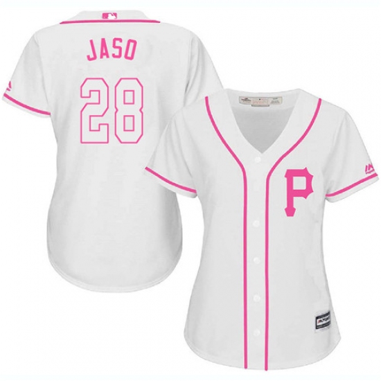 Women's Majestic Pittsburgh Pirates 28 John Jaso Replica White Fashion Cool Base MLB Jersey