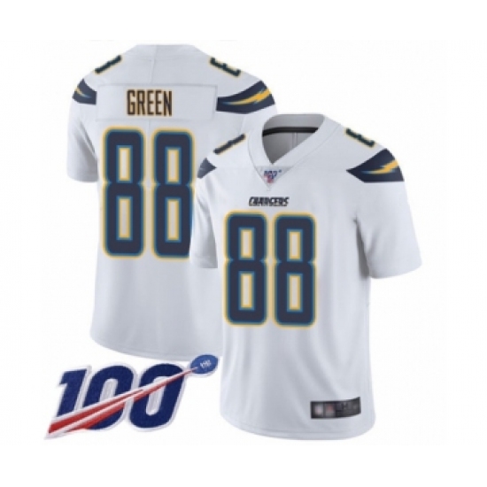 Men's Los Angeles Chargers 88 Virgil Green White Vapor Untouchable Limited Player 100th Season Football Jersey
