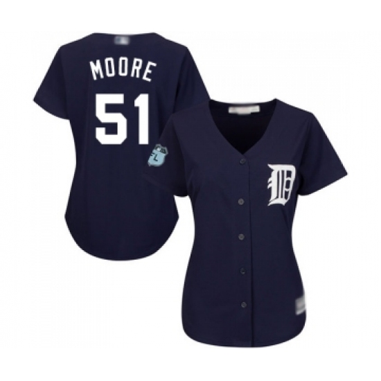 Women's Detroit Tigers 51 Matt Moore Replica Navy Blue Alternate Cool Base Baseball Jersey