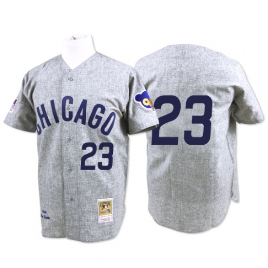 Men's Mitchell and Ness Chicago Cubs 23 Ryne Sandberg Authentic Grey 1969 Throwback MLB Jersey