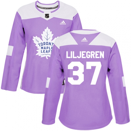 Women's Adidas Toronto Maple Leafs 37 Timothy Liljegren Authentic Purple Fights Cancer Practice NHL Jersey