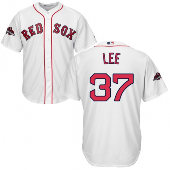 Youth Majestic Boston Red Sox 37 Bill Lee Authentic White Home Cool Base 2018 World Series Champions MLB Jersey