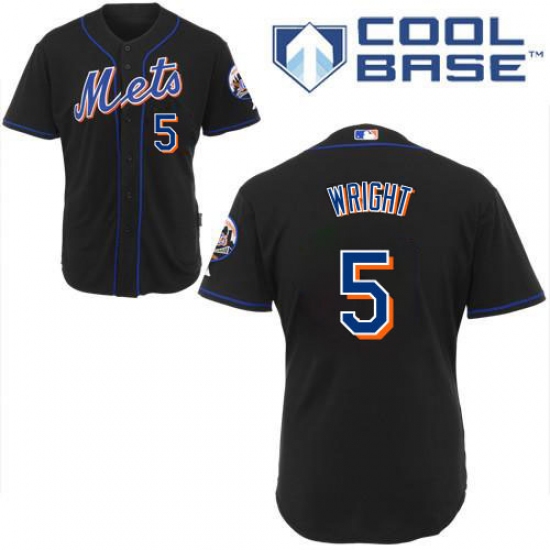 Youth Majestic New York Mets 5 David Wright Replica Black Cool Base MLB Jersey