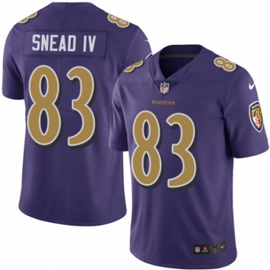 Youth Nike Baltimore Ravens 83 Willie Snead IV Limited Purple Rush Vapor Untouchable NFL Jersey