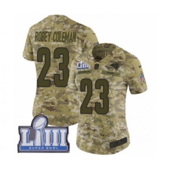 Women's Nike Los Angeles Rams 23 Nickell Robey-Coleman Limited Camo 2018 Salute to Service Super Bowl LIII Bound NFL Jersey