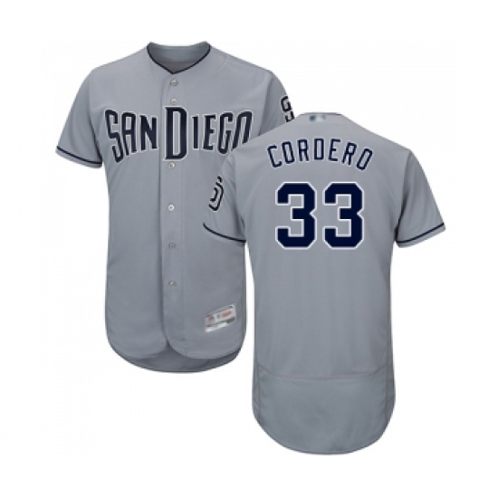 Men's San Diego Padres 33 Franchy Cordero Authentic Grey Road Cool Base Baseball Jersey