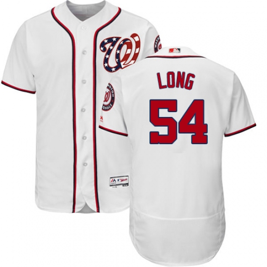 Men's Majestic Washington Nationals 54 Kevin Long White Home Flex Base Authentic Collection MLB Jersey