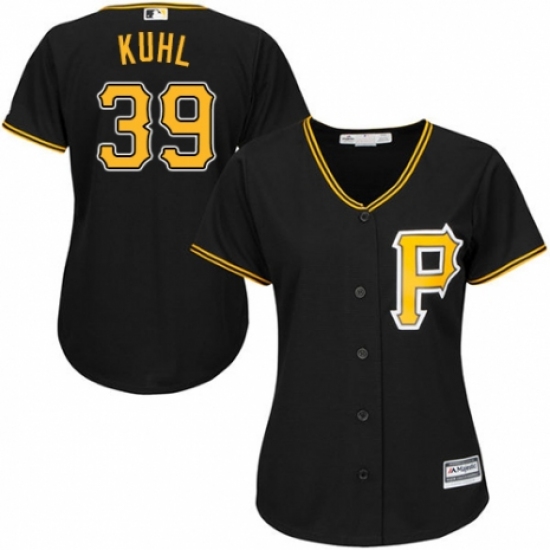 Women's Majestic Pittsburgh Pirates 39 Chad Kuhl Replica Black Alternate Cool Base MLB Jersey